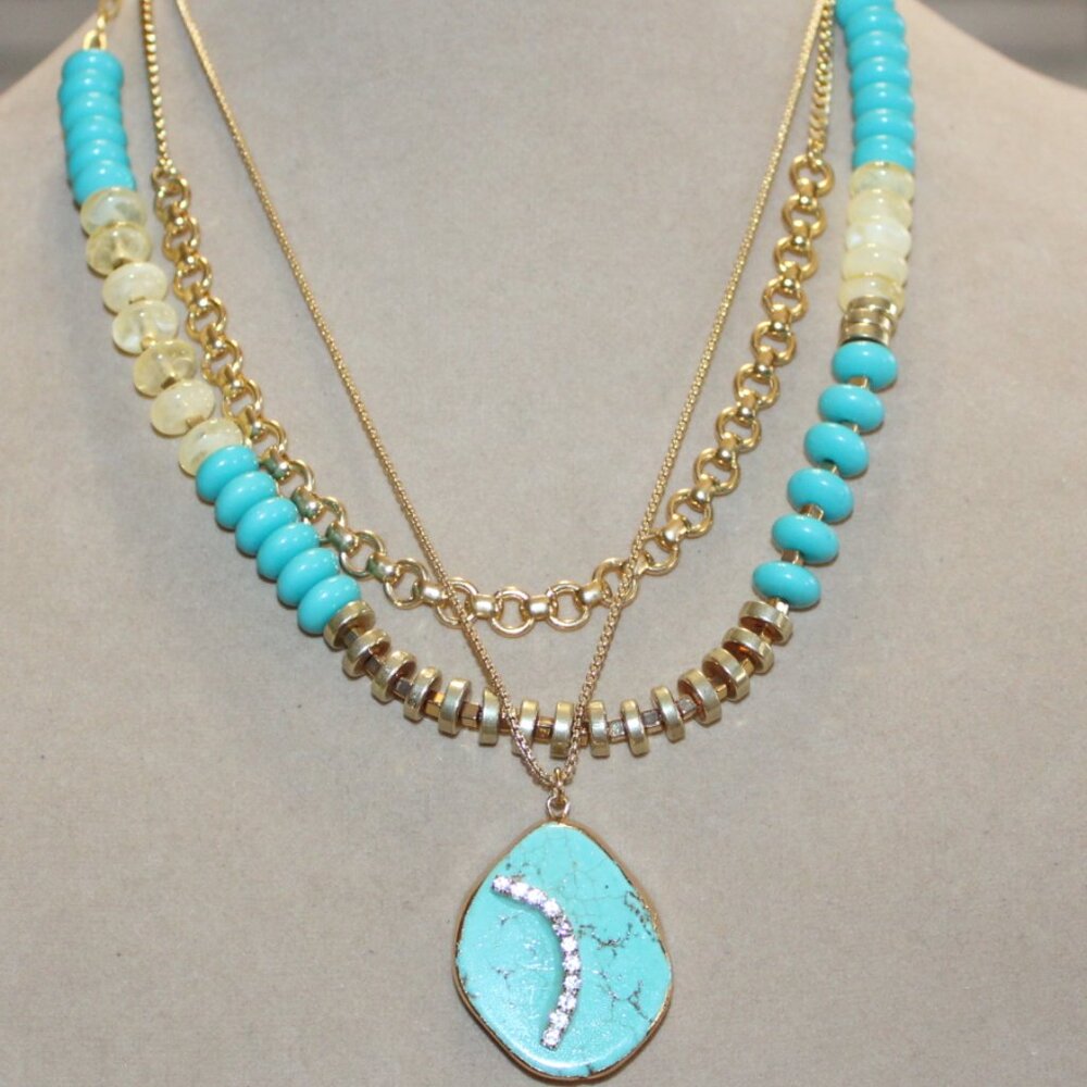 NWT Lane Bryant Triple row, faux turquoise necklace. NICE!